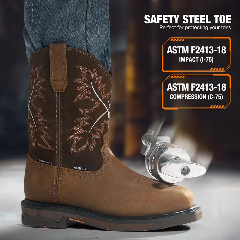 Men's Steel Toe Waterproof Work Boots - Square Toe