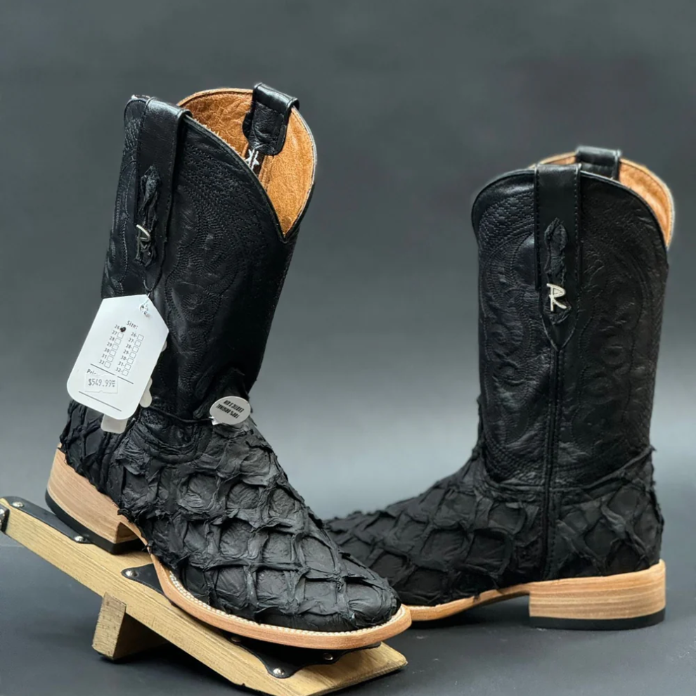 Matte Black Fish Boots - Square Toe
