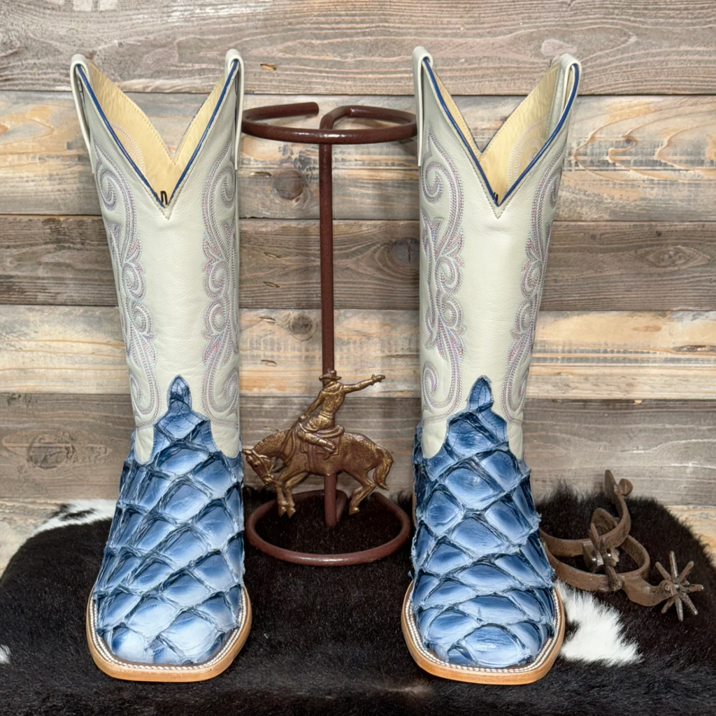 Exotic Blue Pirarucu Big Sea Bass Boots