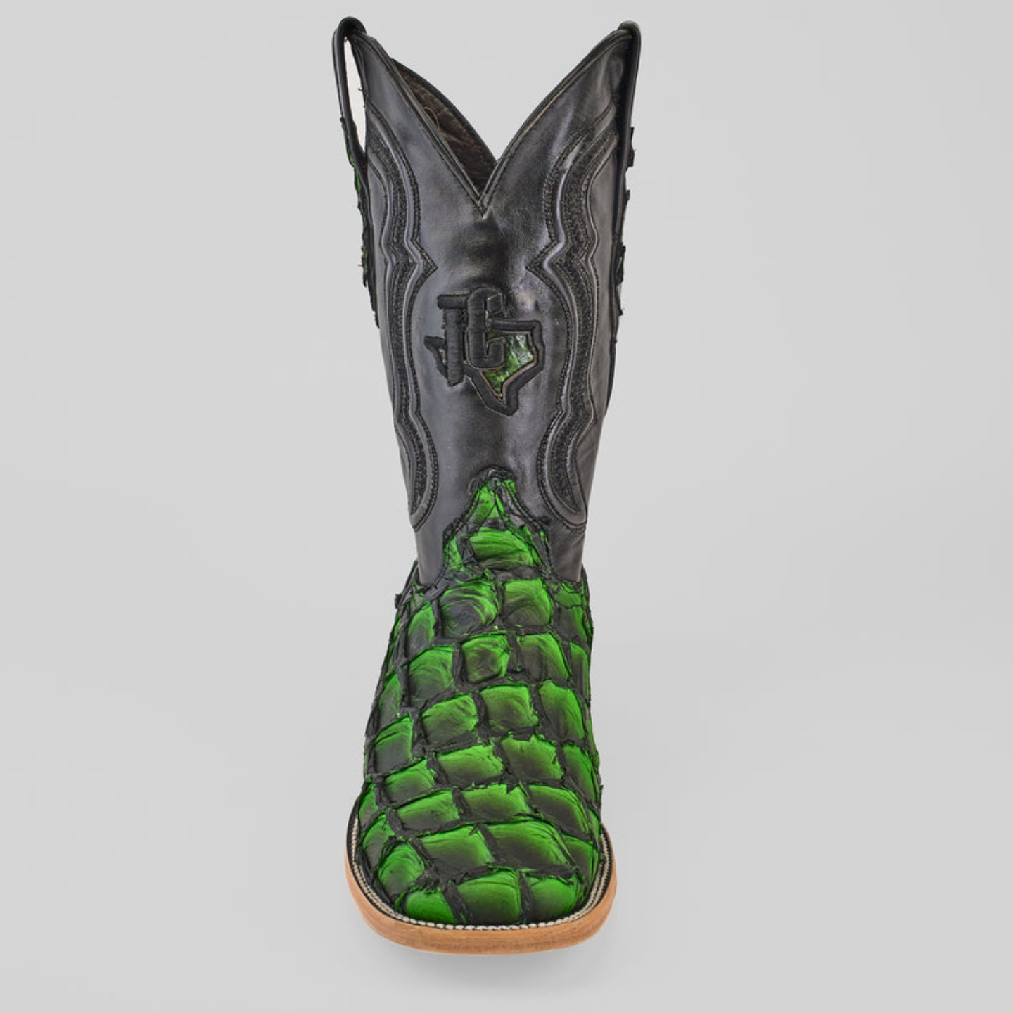 Exotic Pirarucu Fish - Swamp Green - Square Toe