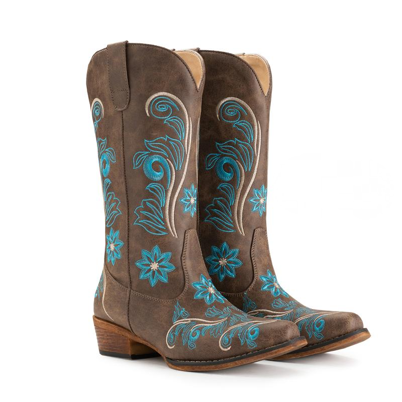 Cowgirl Mid Calf Western Boots Pointy Toe Boots