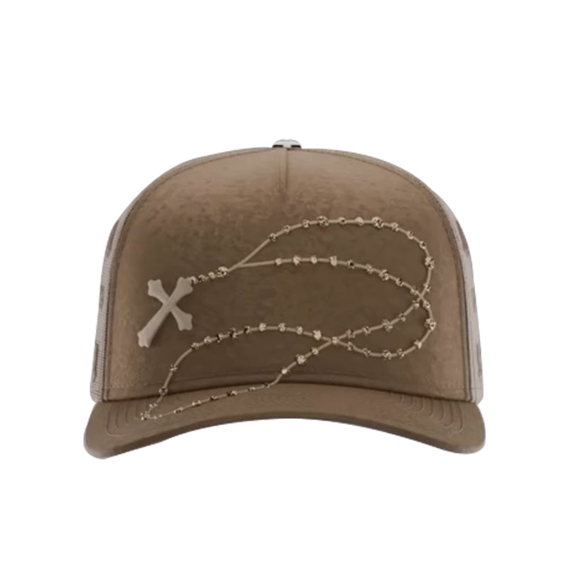 Shiny Long Chain Cap - White