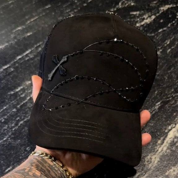 Shiny Long Chain Cap - Brown