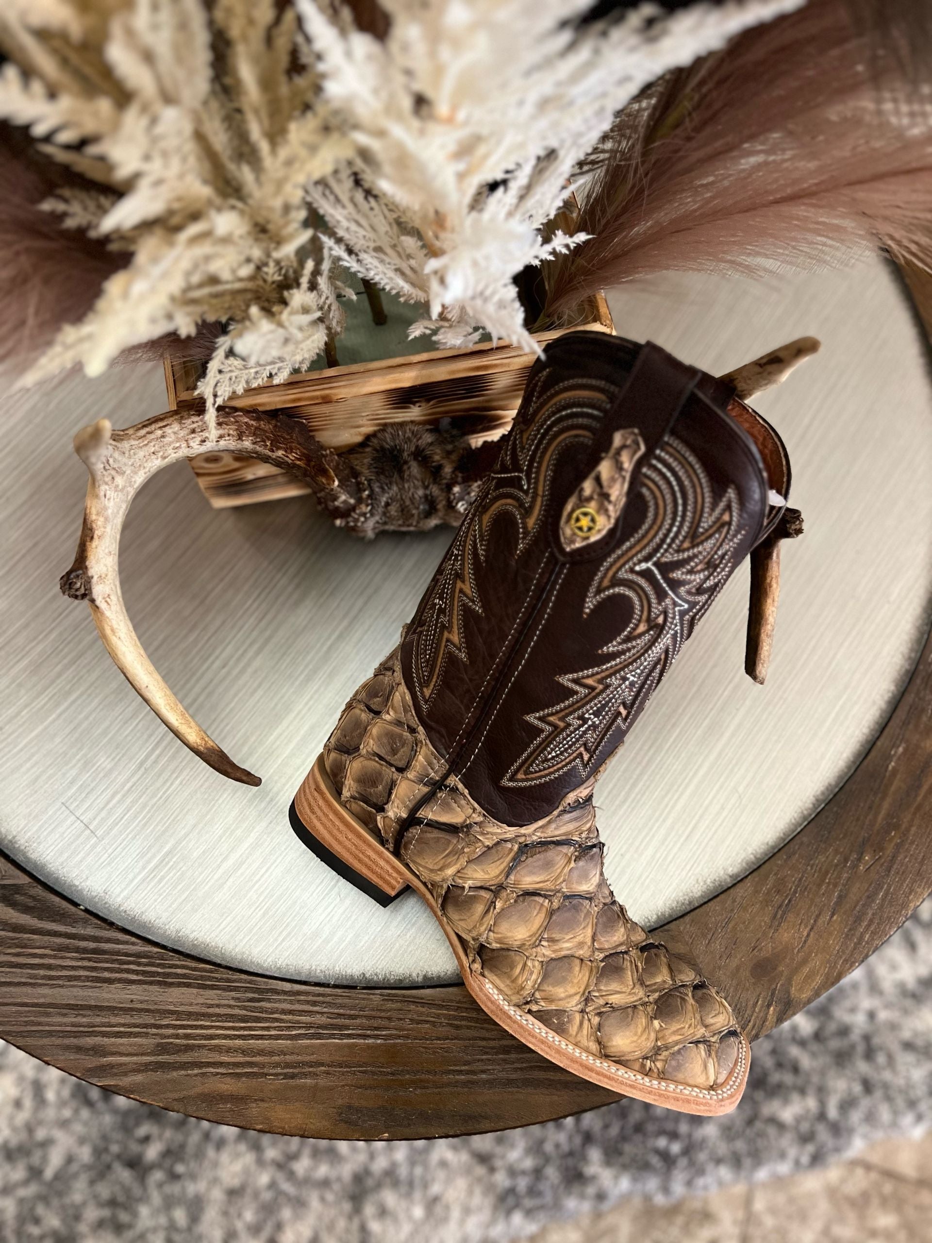 Western Exotic Piraroucu Cowboy Boots