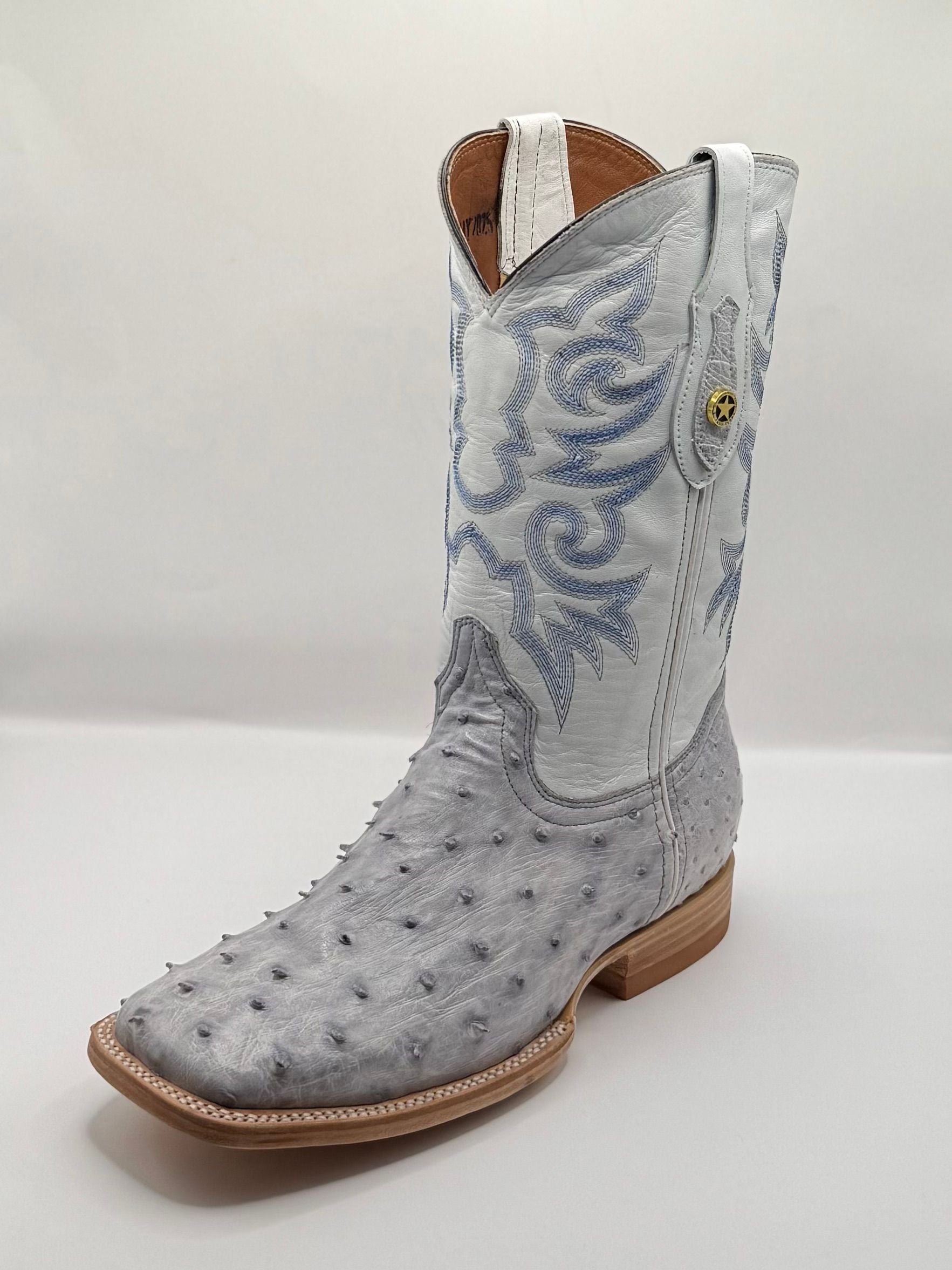 Western Mens Exotic White Ostrich Cowboy Boots