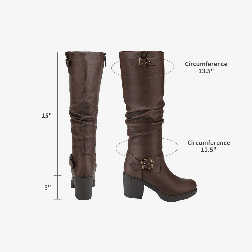 Chunky Heel Knee High Boots