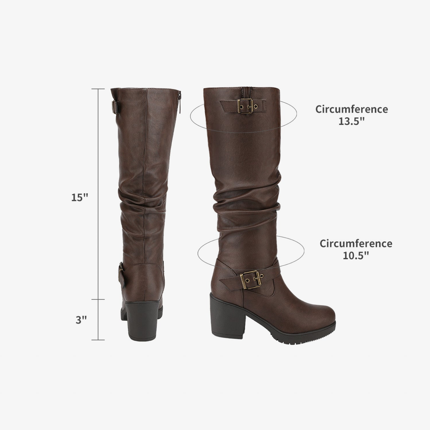 Chunky Heel Knee High Boots