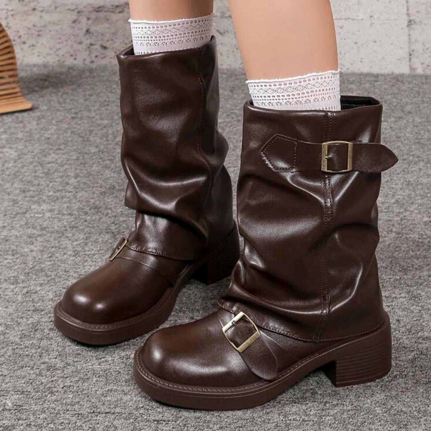 Brown Ankle Boots With Buckle