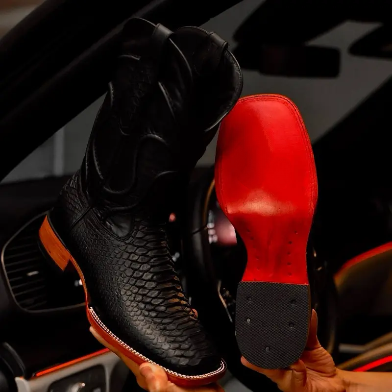 Men’s Matte Black Python Cowboy Boots