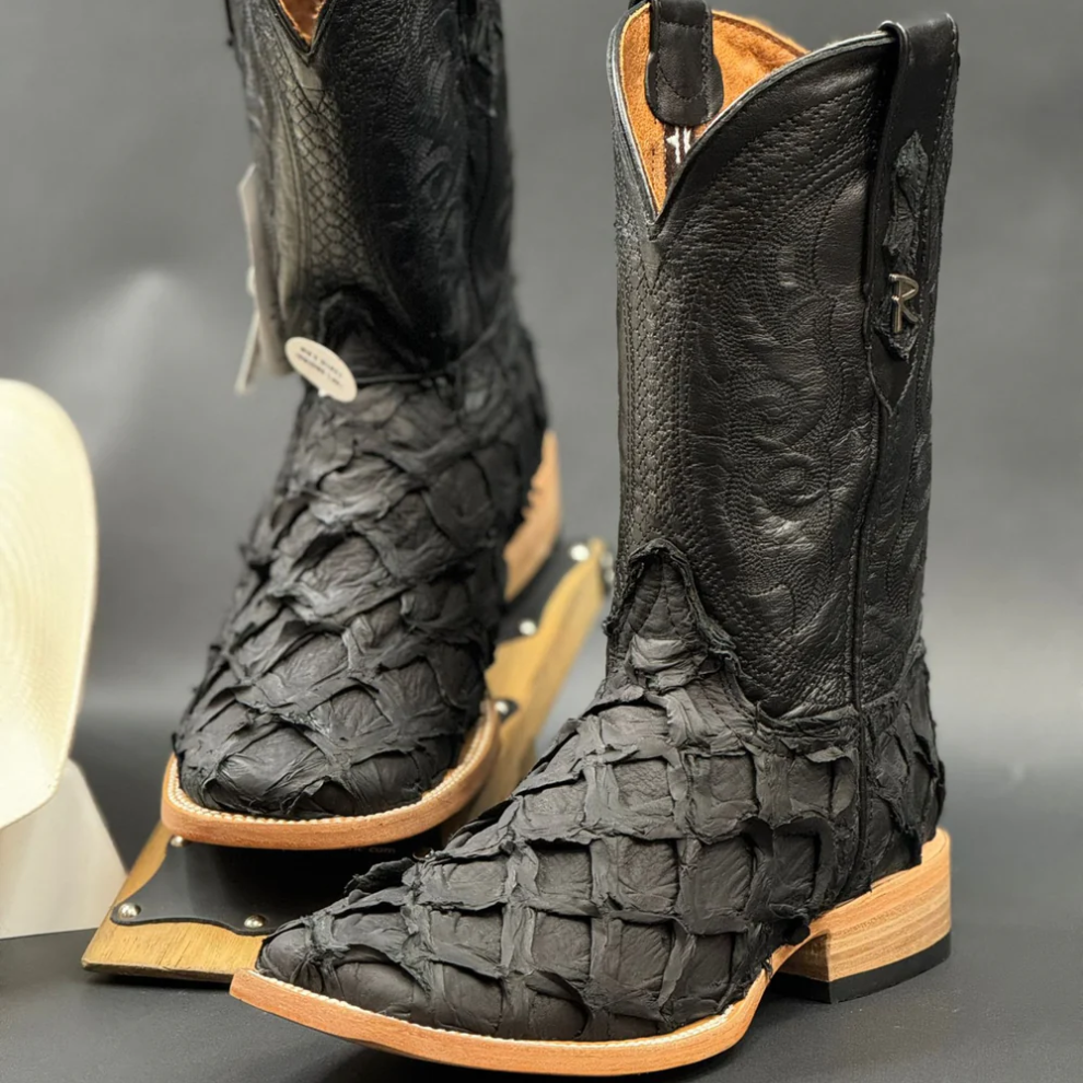 Matte Black Fish Boots - Square Toe