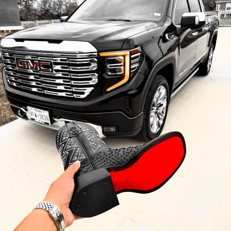 Men’s “Black Mamba” Python Leather Boots - Square Toe