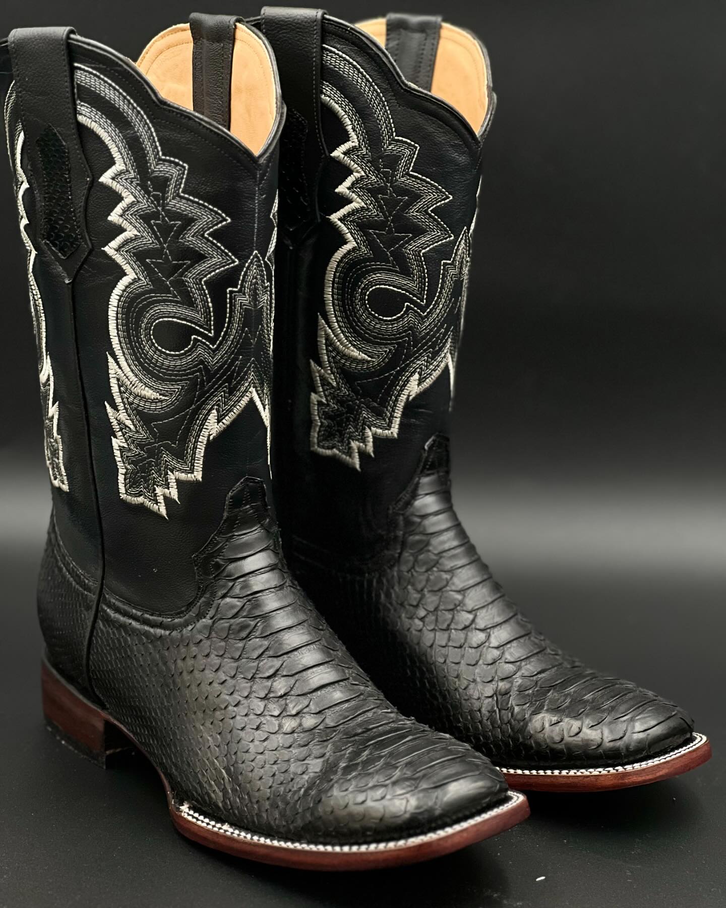 Men’s Classic Black Python Leather Western Boots