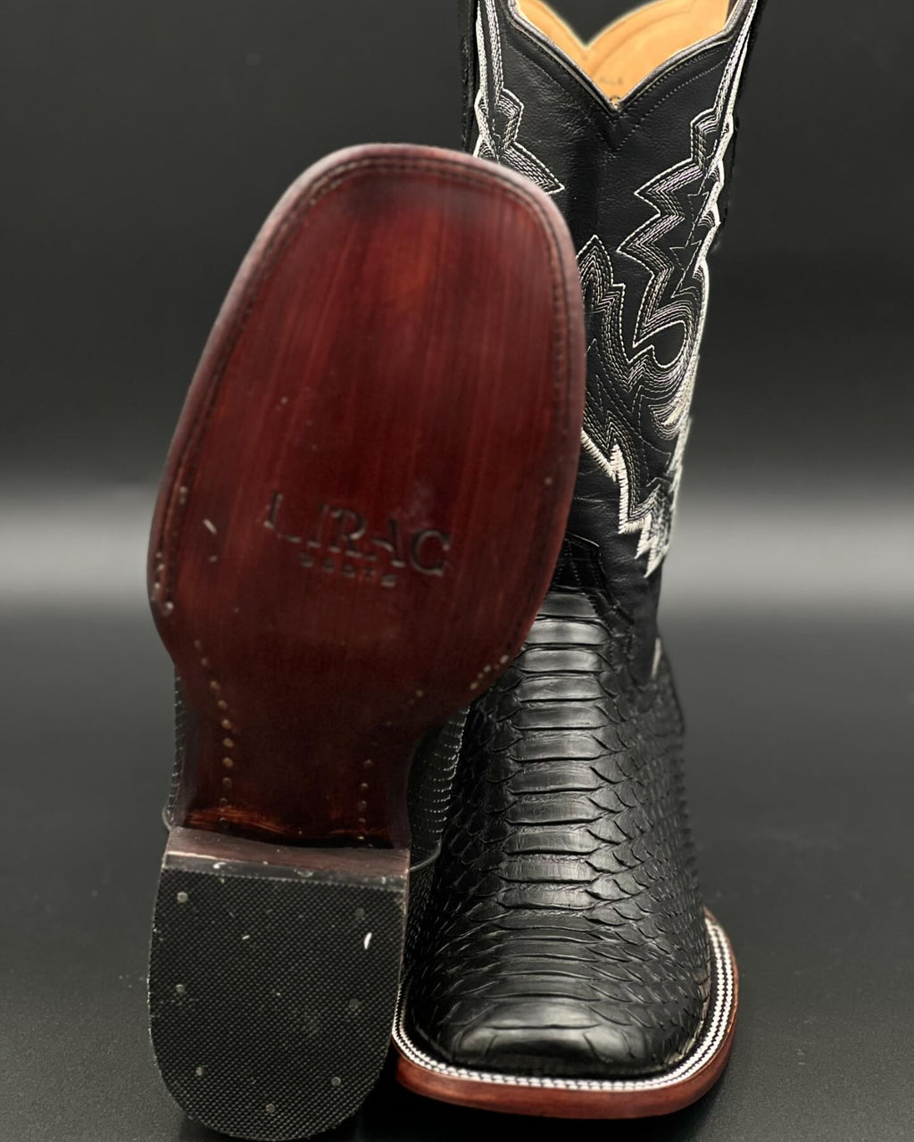 Men’s Classic Black Python Leather Western Boots