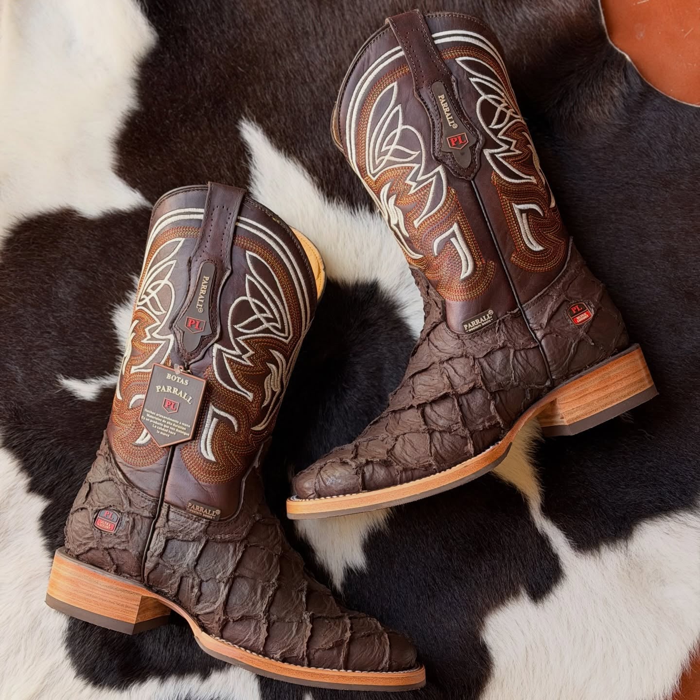 Men’s Genuine Pirarucu Leather Western Cowboy Boots