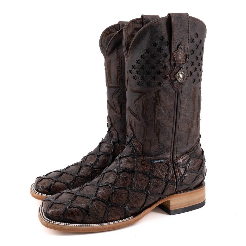 Piraruccu Fish Wide Square Toe Brown