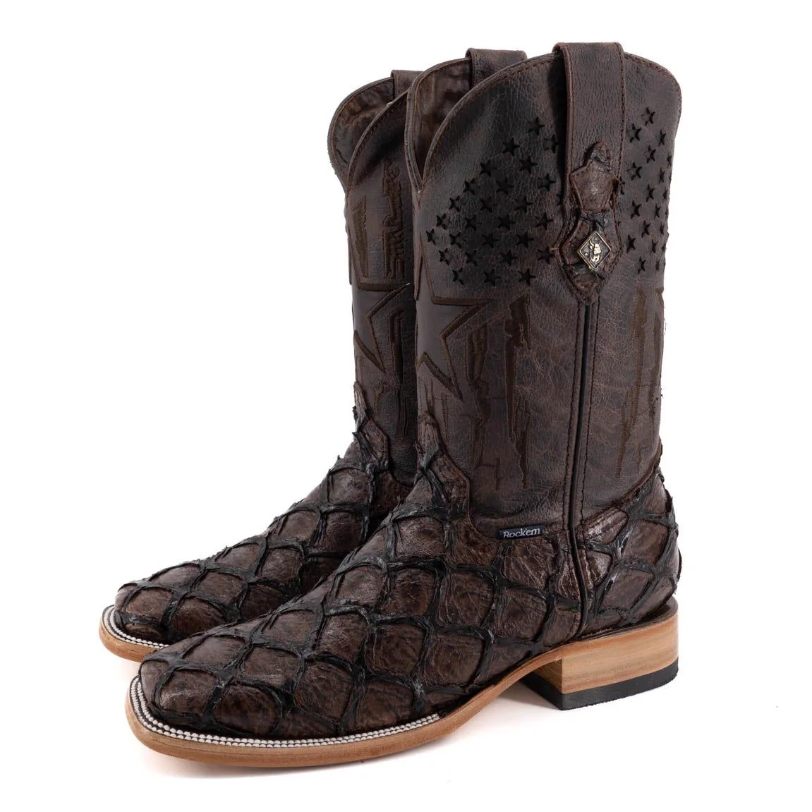 Piraruccu Fish Wide Square Toe Brown